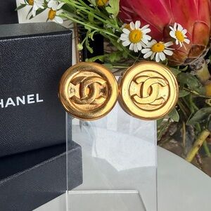 CHANEL Vintage CC Medallion Earrings
